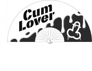 Cum Lover Fan 64 cm - dekoracyjny wachlarz biało-czarny