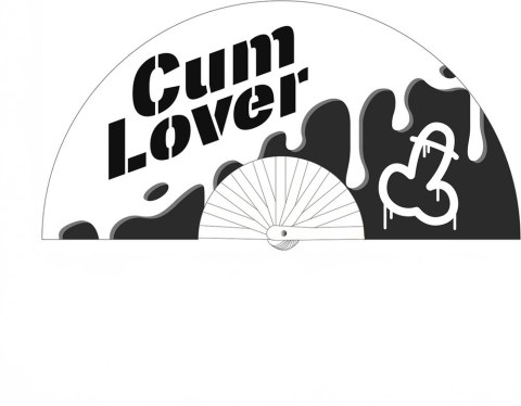 Cum Lover Fan 64 cm - dekoracyjny wachlarz biało-czarny