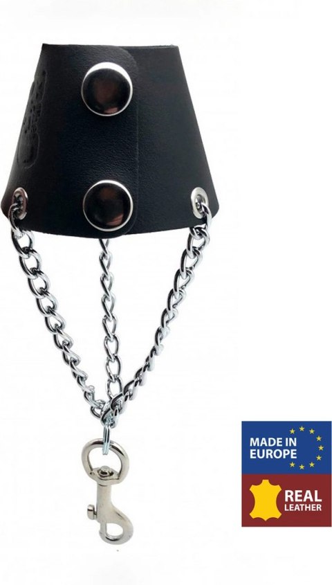 Red Leather Parachute Skorzany z Łańcuszkami i Hakiem Czarny Regulowany