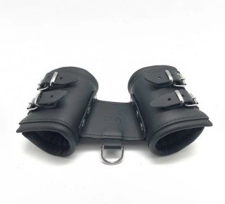 Red Leather Skorzane Kajdanki Podwojne Black - Wytrzymała Roślinnie Garbowana Skora