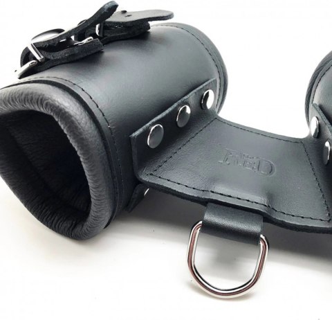 Red Leather Skorzane Kajdanki Podwojne Black - Wytrzymała Roślinnie Garbowana Skora