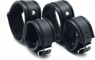 Red Leather Skorzane Kajdanki na Kostki i Nadgarstki Czarne, regulowane