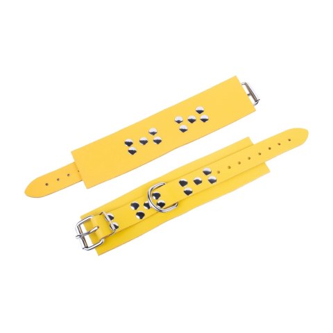 Red Leather Skorzane Kajdanki żołte 6 cm - regulowane, metalowe zapięcia