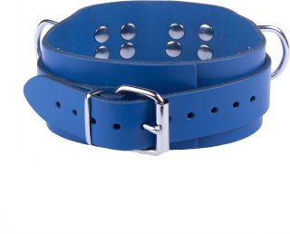 Red Leather - Skorzany Naszyjnik Blue, regulowany, szeroki 5,5 cm