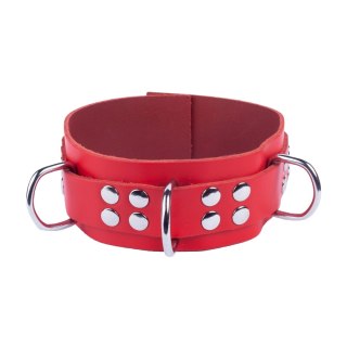 Red Leather Skorzany Naszyjnik Red - Regulowany Pasek 38-52 cm