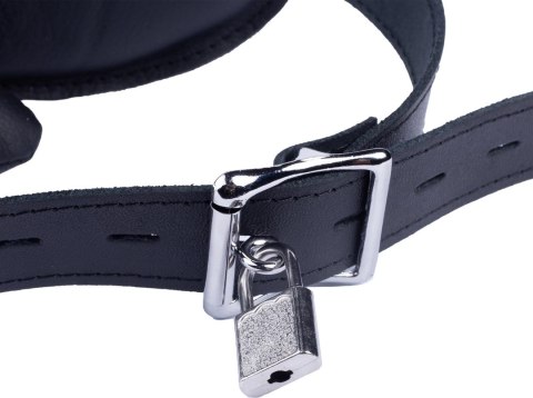 Red Leather Skorzany model ustny z regulowanym paskiem, czarny