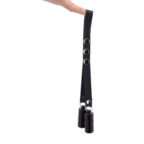 Red Leather Skorzany rozciągacz z obciążeniem 2x100g czarny, roślinnie garbowany