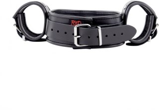 Red Leather - Skorzany zestaw obroży i mankietow na szyję i nadgarstki, czarny