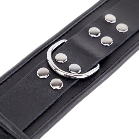 Red Leather - Skorzany zestaw obroży i mankietow na szyję i nadgarstki, czarny