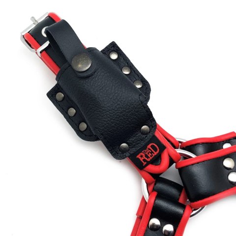 Red Leather Uchwyt na butelkę do uprzęży skorzany czarny 3,5 cm