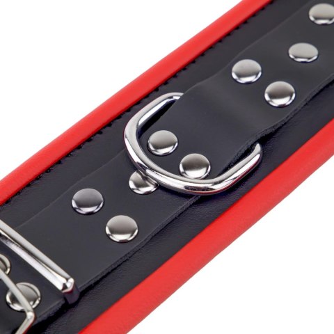 Red Leather skorzane kajdanki regulowane czerwono-czarne 25 cm