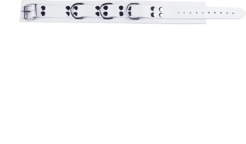 Red Leather - skorzany kołnierz regulowany, biały, szeroki 5,5 cm