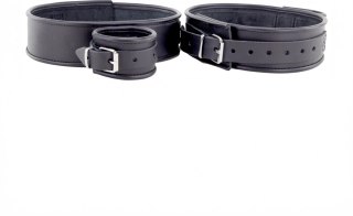 Red Leather skorzany system pasow udowych i nadgarstkowych czarny