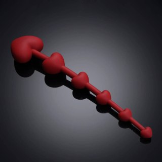 UPKO Heart Anal Beads – czerwone koraliki analne z sześcioma serduszkami