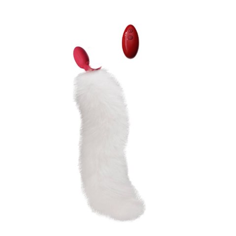 Korek analny Swinging&Vibrating Anal Plug With Fox Fur Tail White Upko