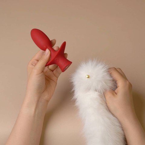 Korek analny Swinging&Vibrating Anal Plug With Fox Fur Tail White Upko