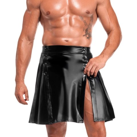 Noir Handmade H090 Valor PW - spódnica męska wetlook, czarna, M