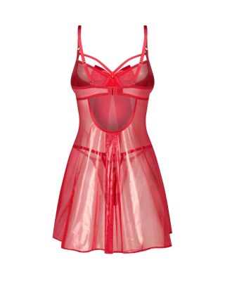 Obsessive Gifty Red - babydoll z satynową kokardą i stringi, czerwone, L/XL