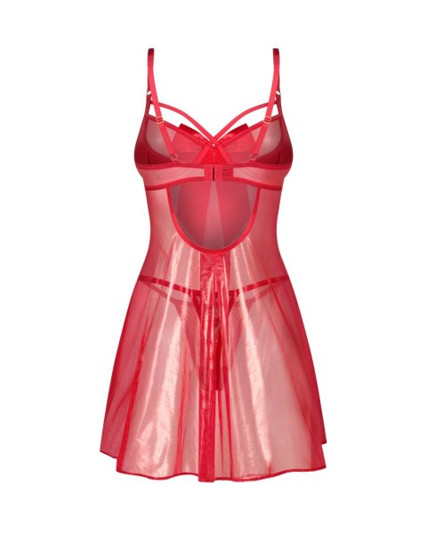 Obsessive Gifty Red - babydoll z satynową kokardą i stringi, czerwone, S/M
