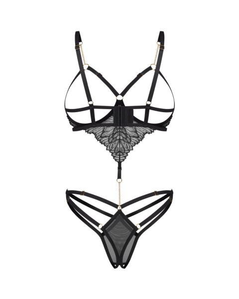 Obsessive Matildea Black - czarne body otwarte z łańcuszkami S/M