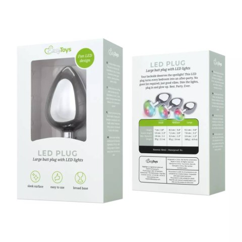 Korek analny z oświetleniem Butt Plug Silver LED Large Easytoys