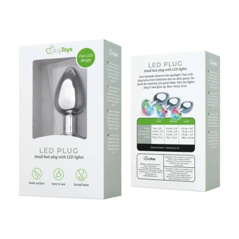 Korek analny z oświetleniem Butt Plug Silver LED Small Easytoys